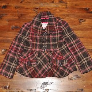 GAP Kids Metallic Plaid Wool Blend Tweed Jacket
